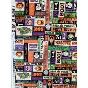 Fabric -OOP "A Haunting We Will Go" Dan Morris RJR Halloween Text Words Sold BTY